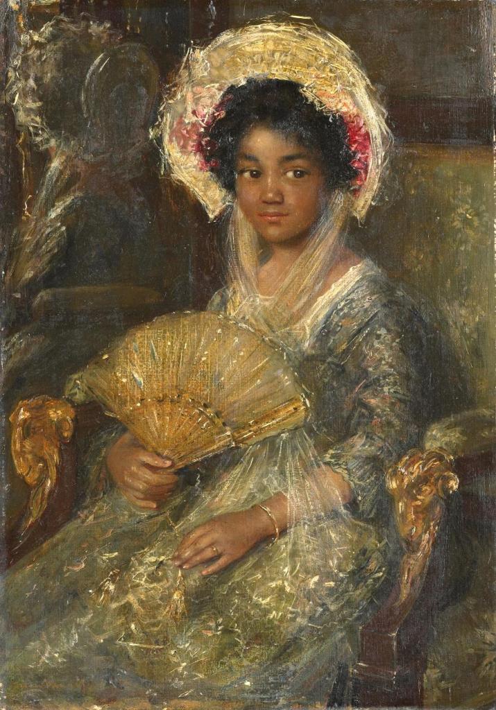 Simon Maris, “Young Girl Holding a Fan,” circa 1900. Old title: “Young Negro-Girl.”